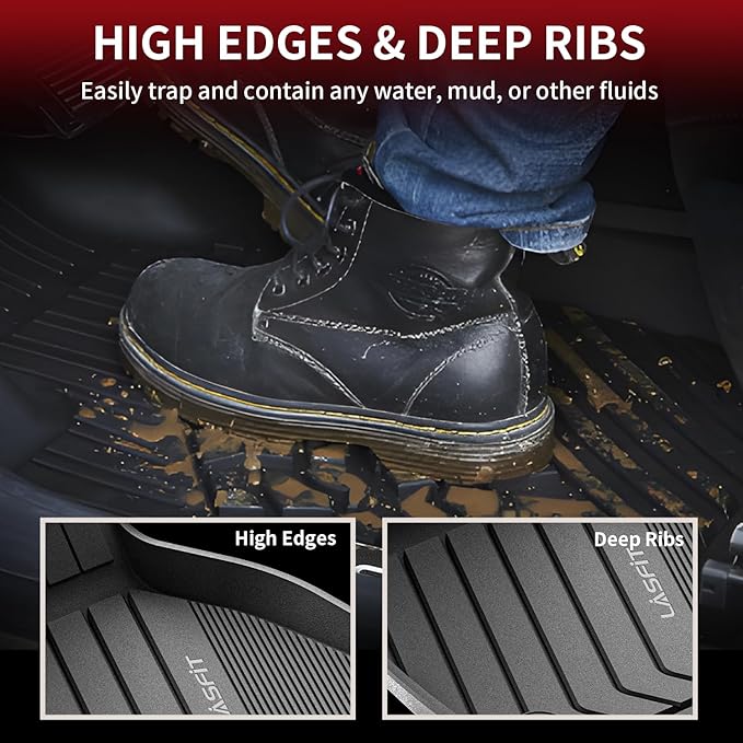 LASFIT Floor Mats Fit for BMW X7 2019-2025 2026 7 Seaters, Custom Fit TPE All Weather Waterproof Floor Mat Front & Rear Rows Car Liners for xDrive40i xDrive50i M50i M60i, Black