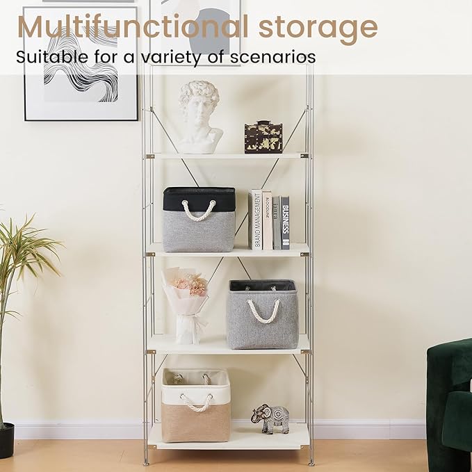 Large Storage Baskets- 15x11x10 inch Storage Bins for Shelves and Closet Organizing, Foldable Fabric Bin for Home Organizatio
