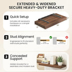 40Inch Walnut Floating Shelves for Wall, 12 Inch Deep Shelves for Bedroom, Kitchen, Bathroom Wall Mounted, Rustic Wood Floati
