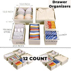 Fordonral 12 Pack Drawer Organizer Clothes, Foldable Fabric Dresser Organizer Closet Organizers and Storage Box for Underwear