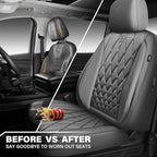 CAR PASS Piping Luxury PU Leather Two Front Car Seat Covers, Waterproof Anti Slip Seat Covers Compatible with Front Seat Armr