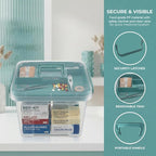 Pulseplay Clear Medicine Organizer Storage Box with Handle Medicine Organizer Box with Removable Tray Multipurpose Medicine C
