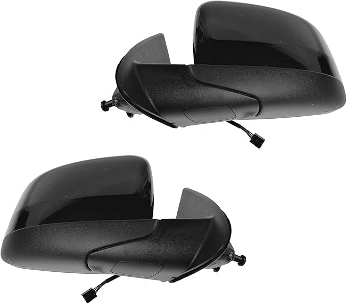 TRQ 2 Piece Driver and Passenger Side Mirror Assembly Set Electric Adjustment Heated No Memory Black Compatible with 2011-201