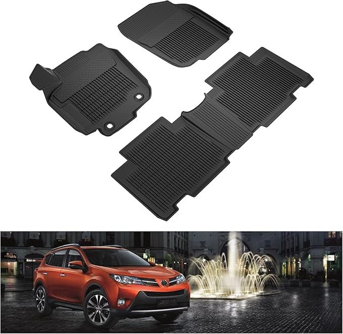 KIWI MASTER Floor Mats for 2013-2018 Toyota RAV4 (Non-Hybrid), OEM Replacement PT908-42165-20, Custom Fit All Weather Car Mats, Heavy Duty TPE Floor Liners, Front & Rear 2 Row, Black