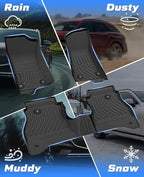Sunsdrew Floor Mats for Jeep Gladiator 2020-2025 2026, All Weather TPE Rubber Floor Liners for Gladiator Accessories,1st&2nd Row Full Set Car Mats Raised Edge