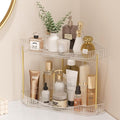 Lifewit 2-Tier Corner Bathroom Counter Organizer, Plastic Makeup Skincare Organizers Storage Countertop, Large Sink Cosmetic 