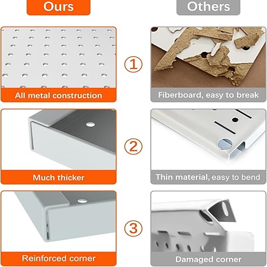 TORACK 4 PCS Metal 12 x 24 in Pegboard Panels, Garage Tools Organizer Pegboards for Workbench, Modular Peg Board, Tool Organi