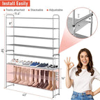 MISSLO 4 Tier Long Shoe Organizer for Closet Shoe Rack for Bedroom Closet Floor Shoe Shelf for Entryway Storage Stackable Wid