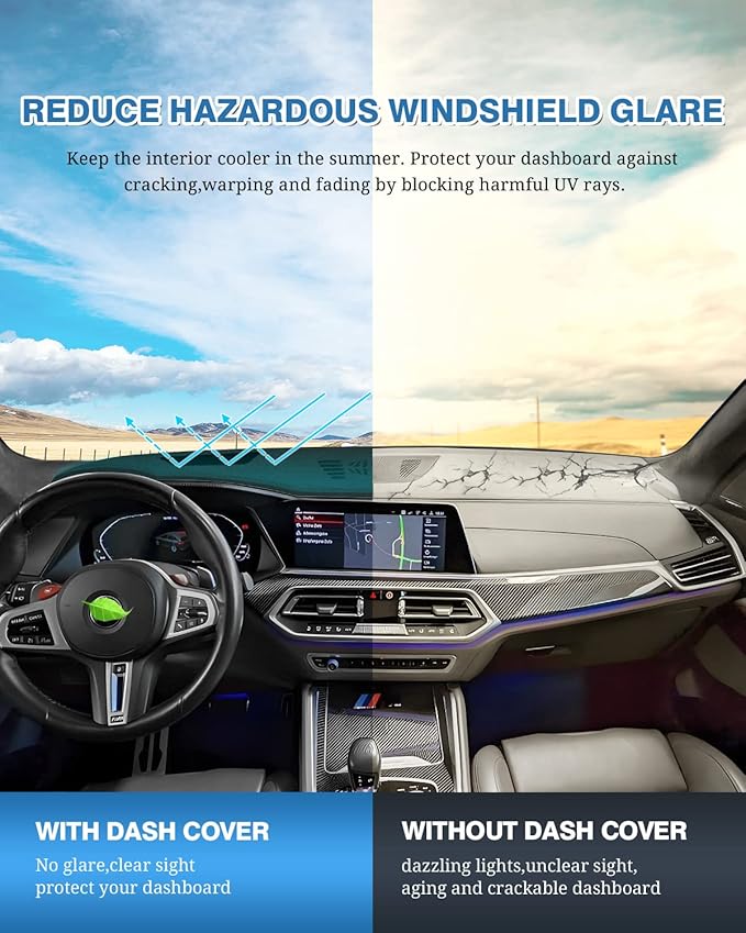 FIILINES Dash Cover for 2019-2022 BMW X5/X7 Dashboard Cover Mat for X5/X7 Accessories Sunshade Nonslip Mesh Protector No Glar