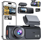 AXB Dash Cam Front and Rear: 4K+2.5K Dashcam with 5G WiFi APP Control & 64GB Card - Dual Dash Camera for Cars with 24H Parkin