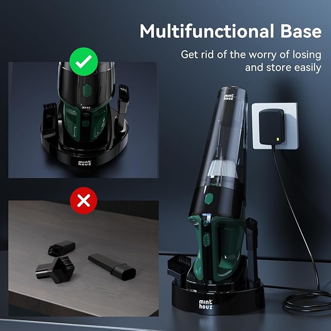 Minthouz Handheld Vacuum Cordless, Strong Suction Car Vacuum Cleaner with LED Light, Long Runtime Hand Vacuum Cordless Rechar