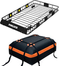 Forluck 64 x 39 x 5 Inch Universal 250 LBS Heavy Duty Roof Rack Cargo Carrier with Waterproof Bag, Extension Rooftop Cargo Carrier, Car Top Luggage Holder for SUV, Truck or RV Steel Construction