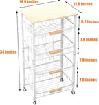 NiuYichee 5-Layer Fruit Basket Kitchen Food Storage Organizer and Storage Rack, Stackable Storage cart with Desktop, Pull-Out
