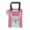 Car Garbage Bag Cute White Alpaca in Glasses Drawstring Car Trash Bag Hanging for Back Seat with Adjustable Buckle Canvas Vehicle Trash Can Easy-to-Install
