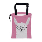 Car Garbage Bag Cute White Alpaca in Glasses Drawstring Car Trash Bag Hanging for Back Seat with Adjustable Buckle Canvas Vehicle Trash Can Easy-to-Install