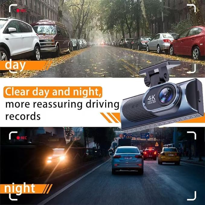 4K Dash Cam Front, WiFi Dash Camera for Cars, Mini Dashcam with Super Night Vision,1.97 Inch Screen, Loop Recording, G-Sensor