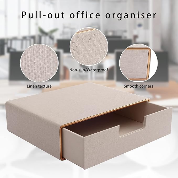 Stackable Drawer Organizer PU Leather Classic Handmade,Organize Home Office Desk Accessories and Sort Letter-Size Paper/a4 Do