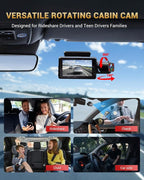 2.5K+1080P Dual Dash Cam Front and Inside, WiFi & GPS Dash Camera for Cars with 32G Card, IR Night Vision, 3" IPS Screen, Ins