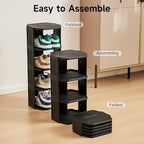 Vertical Shoe Rack, 9-Tier Plastic Stackable Storage Shelf for Small Closets and Narrow Spaces, Compact Free Standing Shoe Ra