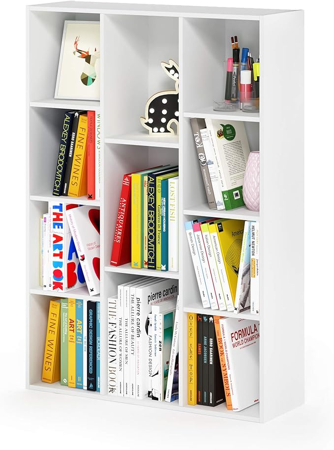 Furinno LUDER Book Shelf, 11-Cube Bookshelf, Reversible Bookcase, 9.4 x 29.1 x 41.7, Easy Assembly, for Living Room, Bedroom,