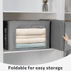 FHSQX 2 Pack Clear Window Storage Bins Foldable Fabric Storage Bins Boxes for Clothes Stackable Box Organizer Set with Carryi