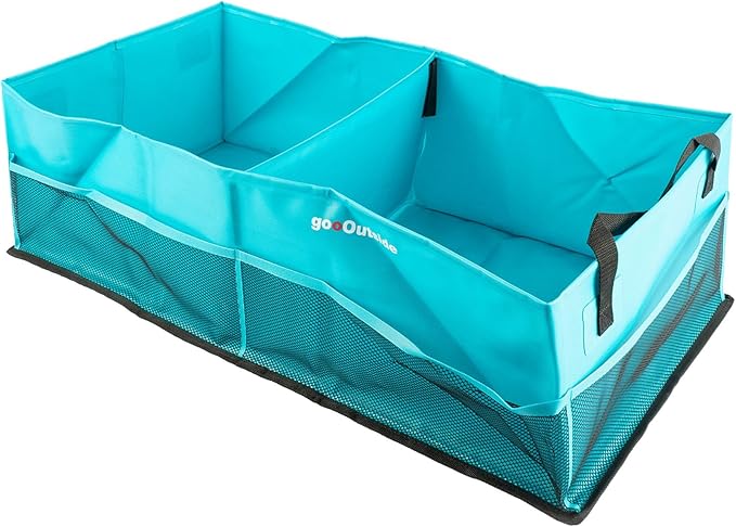 Collapsible Waterproof Car Trunk Organizer, Soft PVC Storage Bin with Rugged PVC-Coated Fabric for SUV & Truck (Aqua Blue, PLU