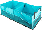 Collapsible Waterproof Car Trunk Organizer, Soft PVC Storage Bin with Rugged PVC-Coated Fabric for SUV & Truck (Aqua Blue, PLU