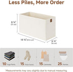 StorageWorks Fabric Storage Bins, Small Storage Bins with PU Handle, Decorative Narrow Baskets for Shelves, Ideal for Organiz