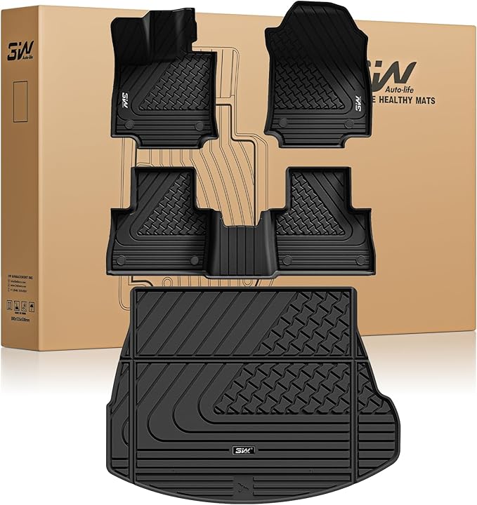 3W Floor Mats & Cargo Liner Fit Lexus NX/ NX250/ NX350 2022-2025 2026 (Not Fit for NX350h/ NX450h+), TPE All Weather Custom Fit Floor Liner for Lexus NX, 1st & 2nd Row Full Set Car Mats, Black