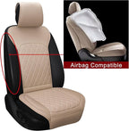 Sanwom Front Car Seat Covers - Leather Seat Covers with Storage Pocket and Two Belt Pads, Anti-Slip Waterproof Universal Seat