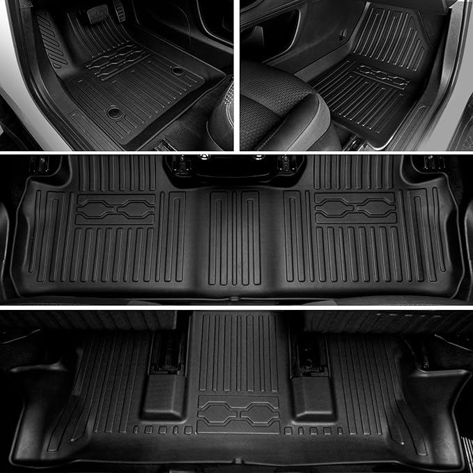 Floor Mats for 2017-2023 GMC Acadia 6 Passenger Captain Chairs All Weather Cargo Mat with Backrest Mat for 2023 GMC Acadia Denali Accessories