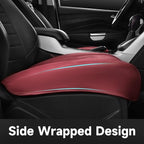 CAR PASS 2 Pack Leather Front Car Seat Covers, Bottom Seat Covers Full Wrapped with Storage Pocket, Anti-Slip Leather Seat Pr