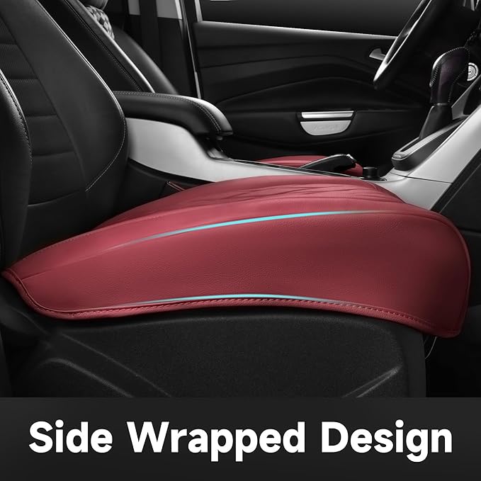 CAR PASS 2 Pack Leather Front Car Seat Covers, Bottom Seat Covers Full Wrapped with Storage Pocket, Anti-Slip Leather Seat Pr