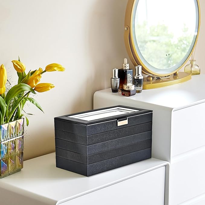 ProCase 5 Layers Stackable Jewelry Tray Box, Stackers Jewelry Trays for Dresser Drawer Storage, Jewelry Organizer Case with L