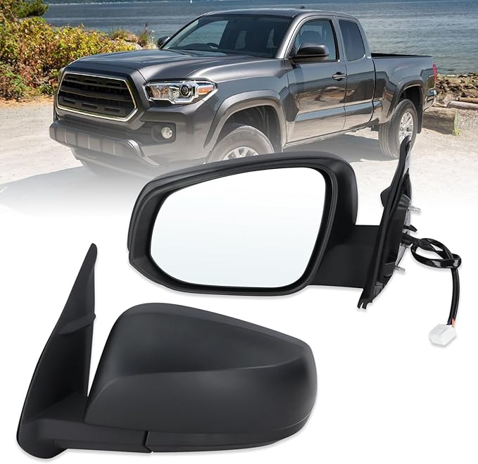 Left Driver Side Mirror Compatible With 2016 2017 2018 2019 2020 2021 2022 Toyota Tacoma With Manual Folding Power Glass Heated Matte Black Replace#8794004230 (5Pins)