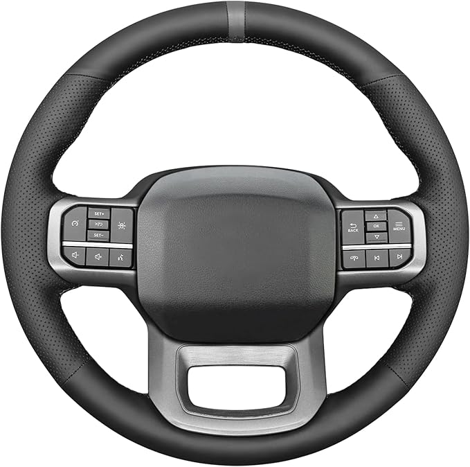 MEWANT Steering Wheel Covers for Ford F-150 2021-2025 / F-150 Lightning 2022-2025 Hand-Stitched F150 Steering Wheel Wrap