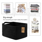 COMFY-HOMI 3PACK Cotton Rope Woven Basket With Handles for Shelves, Toy, Book, Cloth Storage Basket for Organizing|13.5" x 11