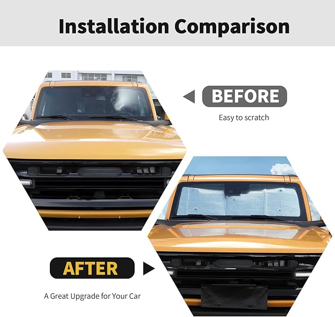 Windshield Sunshade Sun Shade Heat Shield Window Sun Visor Mat for Ford Bronco 4 Door 2021 2022 2023,8PCS