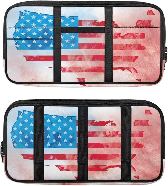 Map of the United States Car Sun Visor Organizer,Card Sleeve Pocket with Double Zippers Adjustable Straps Auto Interior Accessories for SUV Truck Pickup