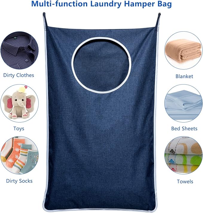 KEEPJOY XL Hanging Laundry Hamper Bag, Large 36"x22" Clothes Hanging Hamper with Strong Hooks for Dirty Clothes Laundry Stora