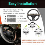 PINCTROT Large Size Bling Comfy Steering Wheel Cover with Jumbo Crystal Rhinestones, Anti-Slip Diamond Leather, 15.5-15.75 Inch (Silver)