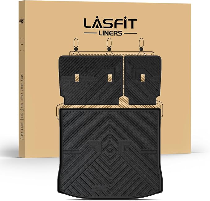 LASFIT Floor Mats&Cargo Backrest Mat for Ford Edge 2015-2024,Costom Fit All Weather Protection TPE Easy Clean Floor Liners, Keep Your Car Trunk Clean and Tidy,1pcs.