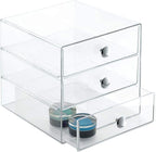 iDesign 3-Drawer Stackable Makeup Organizer - Clear Plastic Drawers for Bathroom, Vanity, or Desk