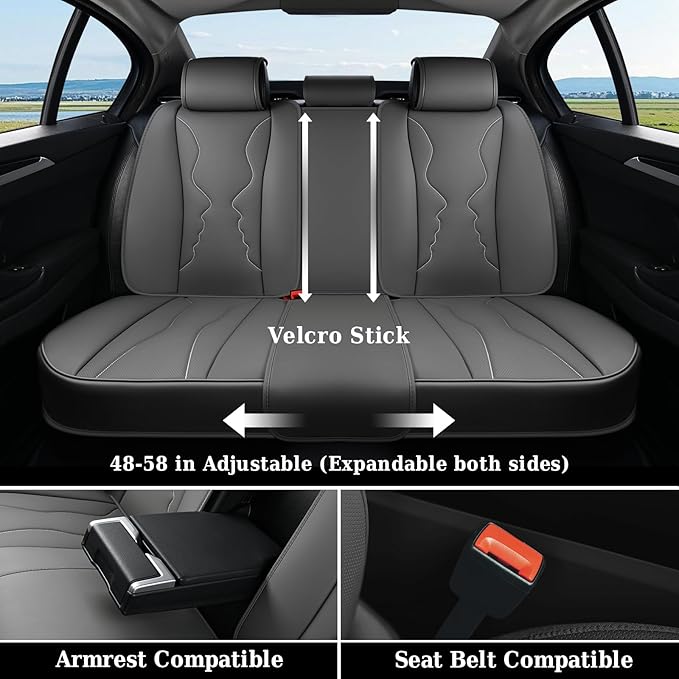 Coverado Car Seat Covers Full Set, Seat Covers for Cars, Front Seat Covers and Back Seat Cover Waterproof Leather Automotive 