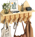 HOOBRO Wall Hooks with Shelf, Coat Rack with Shelf Wall-Mounted, Entryway Wall Key Holder, Hat Rack for Walls, Purse Hanger f