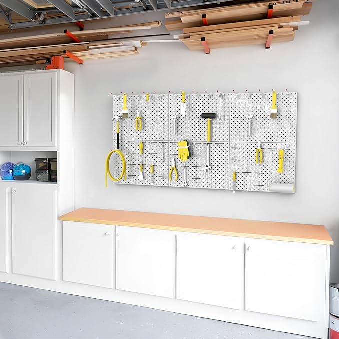 WALMANN 6-Pack 12"x16" Metal Pegboard Panels for Garage, Tool Organizer Pegboards for Pegboard Hooks - Compatible with 1/8" &