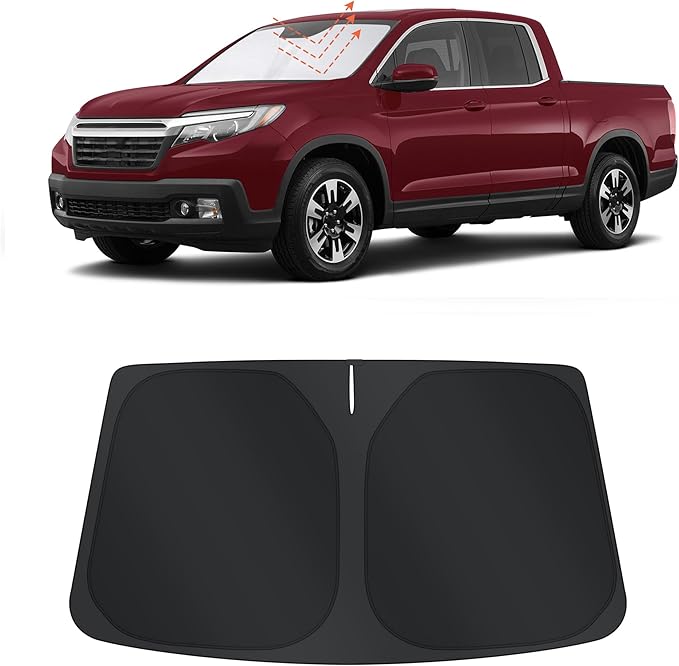 TINGLU Sun Shade for Honda Ridgeline Crew Cab 2017-2024 2025 2026 Accessories Windshield Sun Shade Window Shade UV Rays Protection Sun Visor Cover with Steering Wheel Sunshade Storage Bag