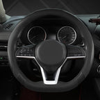 West Llama Flat Bottom Car Steering Wheel Cover for Nissan,D Shaped Steering Wheel Cover for Rogue,Altima,Kicks (Black-Standa