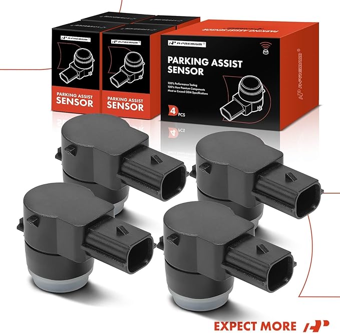A-Premium 4-PC Rear Reverse Backup Parking Assist Sensor Compatible with Chevy, GMC & Cadillac Models - Silverado 1500 2007-2