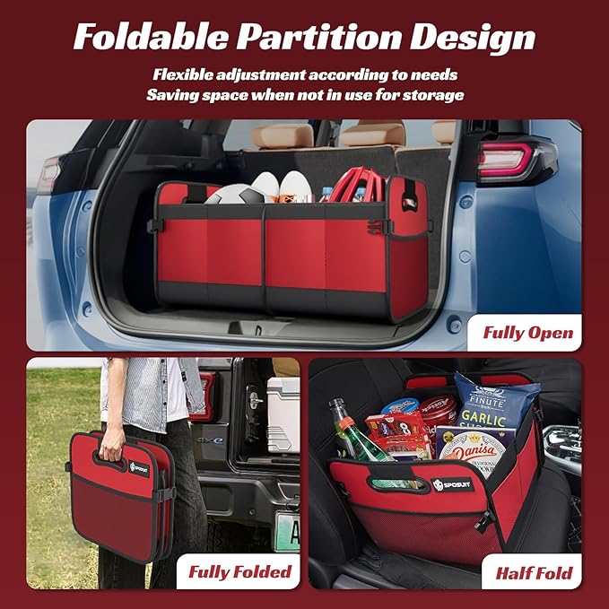 Sposuit Trunk Organizer for Car - 70L Collapsible Car Storage with 11 Pockets & Reinforced Handles, SUV Trunk Organizers for